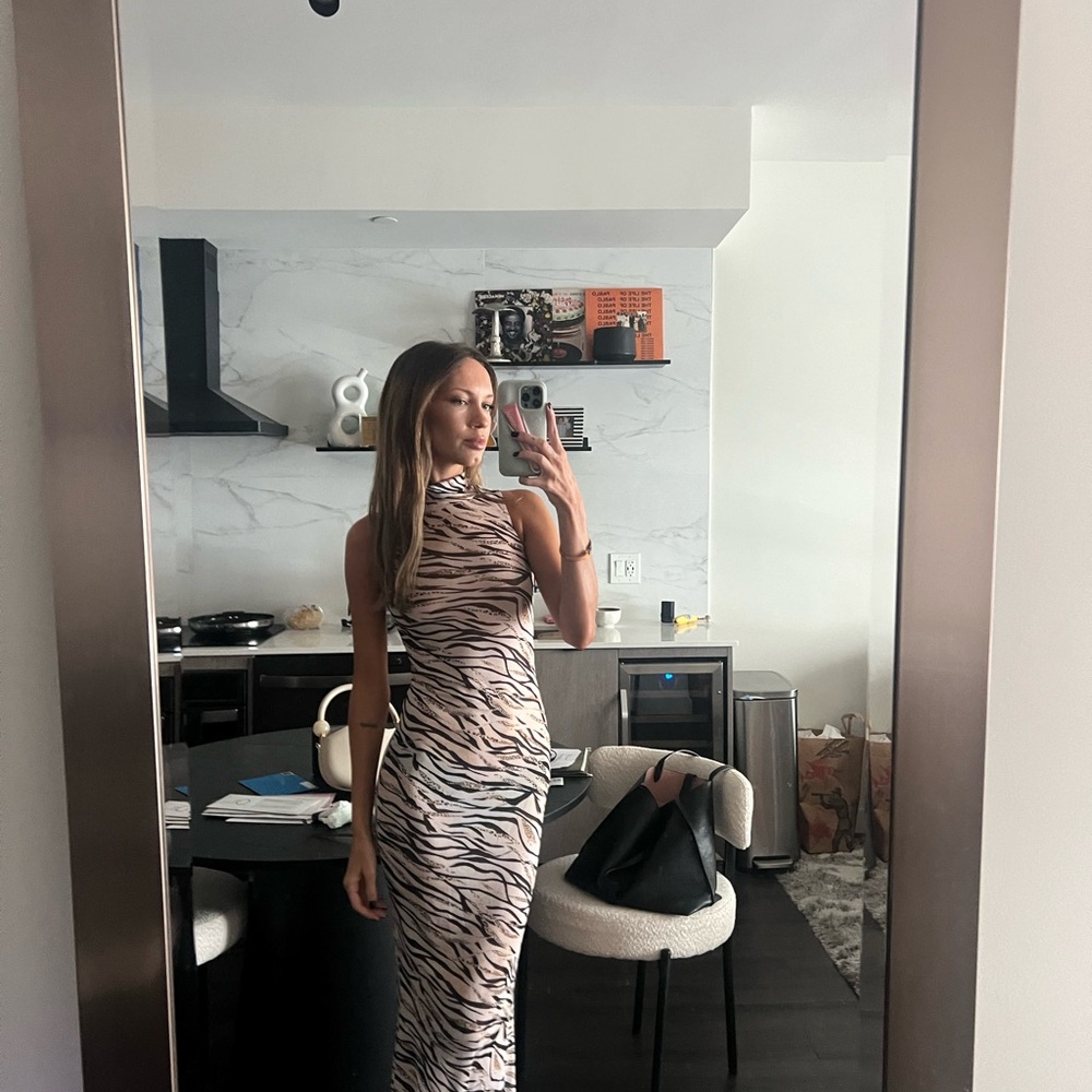 REVOLVE Black and White Animal Print Maxi Dress